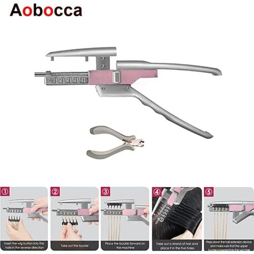 Aobocca 6D High End Hair Extensions Machine Connector with Hair Remove Piler No-Trace Quick Hair Extensions Tool For Salon