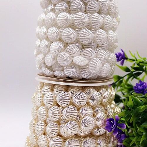 Nice Imitation Pearl Shell Bead Chain Lace DIY Clothes Skirt Hat Headdress Applique Bracelet Necklace Making Ribbons For Crafts