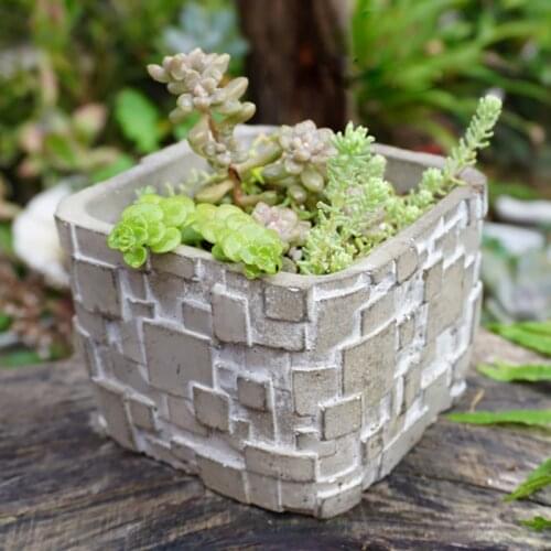 Creative Silicone Mold Square Concrete Succulent Flowerpot Mould Tape Pattern Cement Planter Tool