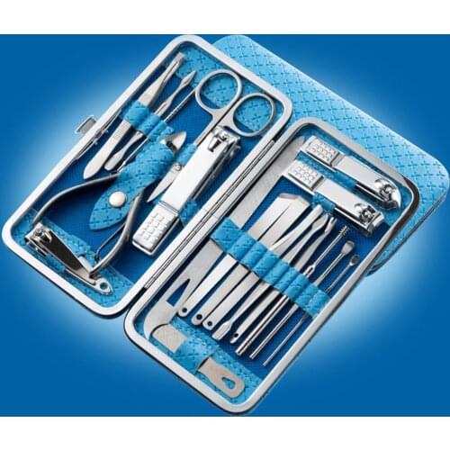Beauty Nail Manicure Pedicure Knife Scissors Care Set Manicure Set 19 Pieces Nail Clippers Eagle Tool Complete Box