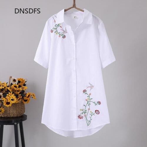 LuckBN Women's Shirts With Embroidery