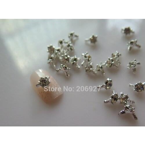 MD-764 10pcs Fancy Rhinestone Silver Ring Deco Metal Charms Metal Deco Charms Nail Art