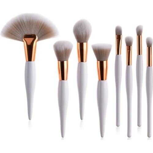 8PCS Makeup Brush Set Wood Handle Soft Natural Synthetic Hair Foundation Blusher Eye Shadow Eyeliner Beauty Cosmetic Tool Makeup