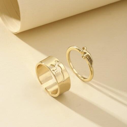 New Ins Creative Hollow Moon Star Ring Alloy Heart Mushroom Rings Set For Women Girls Fashion Jewelry Gifts