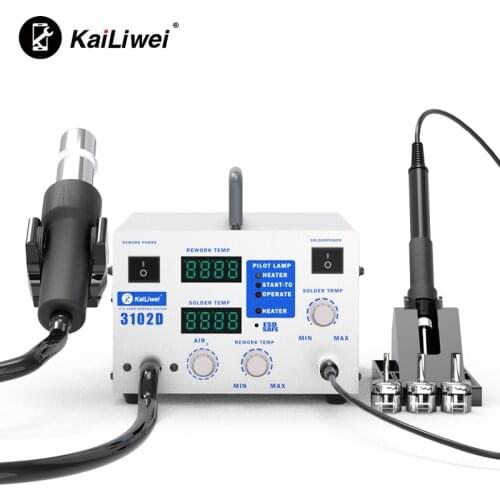 Kailiwei 2 IN 1 700W LED Digital Soldering Station Hot Air Gun Rework Electric welding Iron For PCB IC SMD BGA Repair