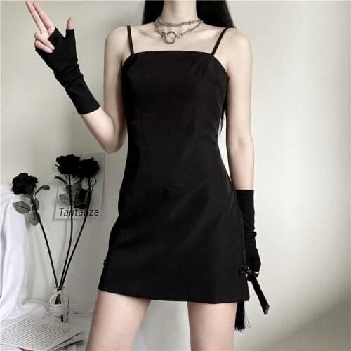 Slim suspender dress 2020 new sexy slim thin waist small black skirt female summer