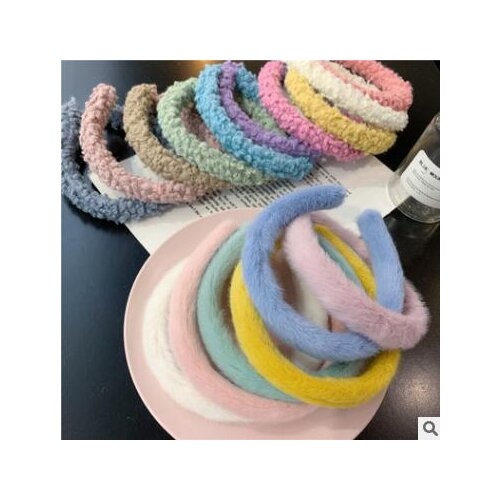 50pcs/lot DIY Simple Multi Soft Lamb Wool Head Bands Sunday Angora Yarn HeadBands Hair Styling Tools Accessory HA1718