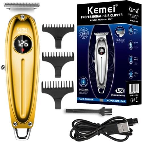 Kemei 1948 PRO LCD display powerful full metal housing hair trimmer for men lithium electric finishing outlining beard trimmer