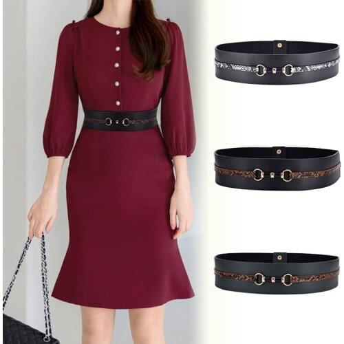 Luxury Snake Pattern Corset Belt for Women Vintage Buckle Ladies Waistband Casual All-match Dress Shirt Female Decorative Belt