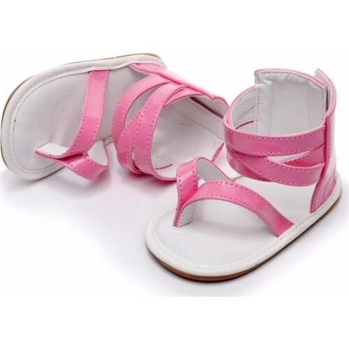Anti-slip Hard Sole Baby Roman Sandals girls boys Summer baby Crib Shoes T style kids Gladiator Sandals High Quality