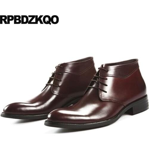 Wedding Brogue High Top Booties Chunky Full Grain Leather Wingtip Designer Shoes Men Quality Dress Ankle Pointed Toe Boots