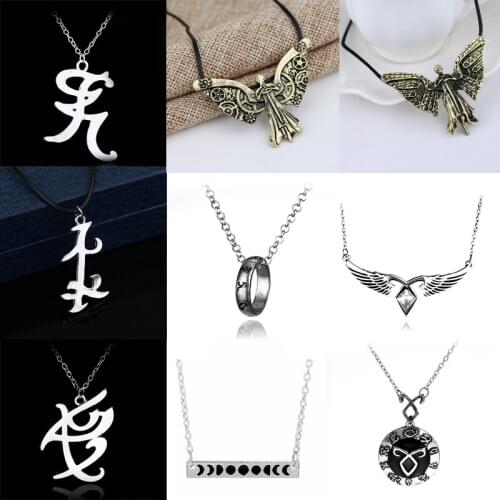 Movie Inspired Jewelry Women Men Necklace Angelic Forces Power Rune Pendant Necklace Men Women Accessories Choker
