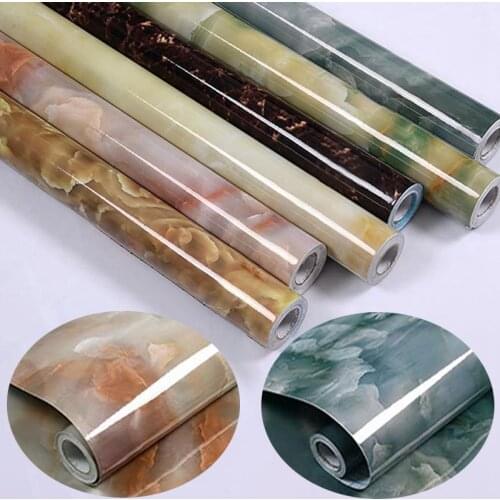 PVC Waterproof Oil-proof Wallpaper Self-adhesive Imitation Marble Wall Sticker Kitchen Bathroom Anti-fouling Decorative Stickers
