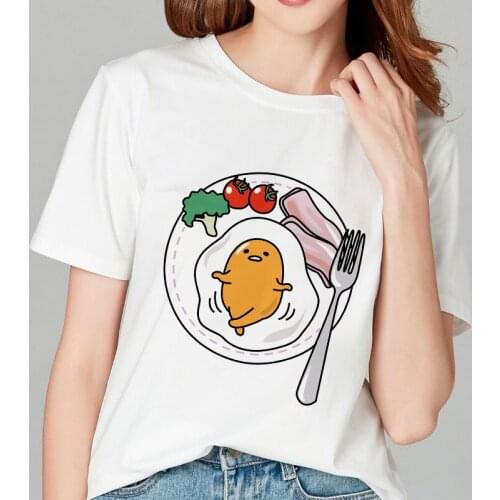 Tshirt femme 2019 New kawaii Humanize lazy egg Printed T-shirt funny Harajuku Thin Section hipster T Shirt Women tops Clothing