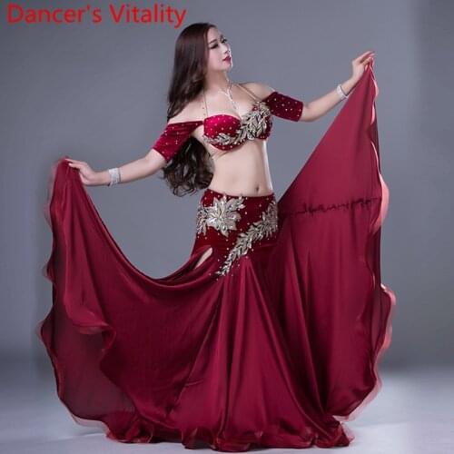 2017 Performance Women 2PCS Bra And Skirt Belly Dance Suit for Lady Dance Stage Costumes Kids Ballroom Dance Set