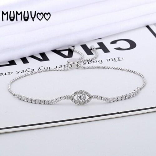 High Quality Fashion Charm S925 Silver Bracelet Ring Demon Eye White Crystal Adjustable Womens Bracelet Jewelry
