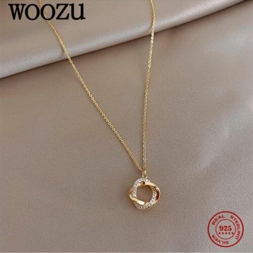 WOOZU Silver Necklace Fashion Cross Rotating 925 Sterling Silver Pendant Chain 14k Gold Plated Necklace for Women Fine Jewelry