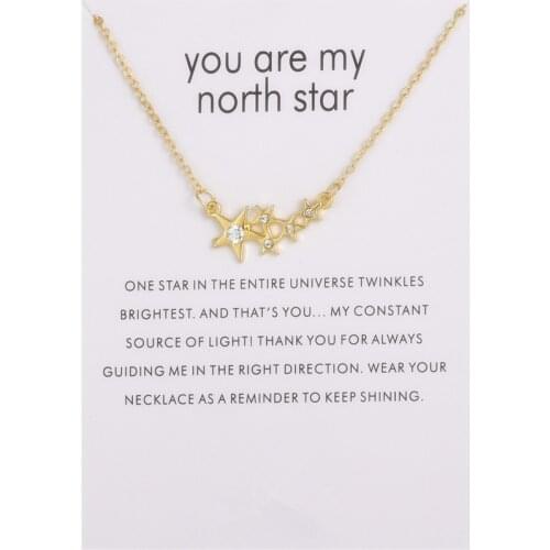 Women New Jewelry Five Star Crystal Message Pendant Necklace For Women Gifts