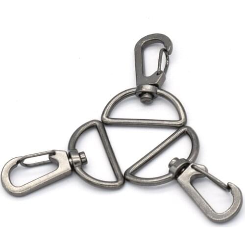 1'' Gunmetal Swivel Clasp with D Rings Trigger Snap Hook Lobster Claw Clasp Key chain Lanyards Keys Clips Bag Key Ring 10pcs