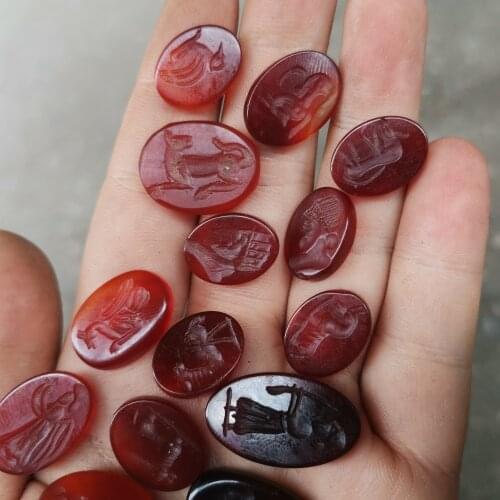 1PCS Ancient Civilization Characters Animal Old Sassanian Totem Seal Agate Sheet Roll Printing used for mosaic Ring Pendant