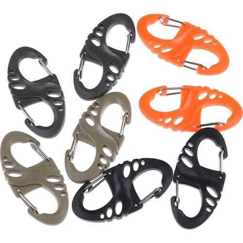 10PCS Mini Plastic Steel Climbing Hook S Type Carabiner Dual Buckle EDC Keychain Tactical Survival Tool Wholesale