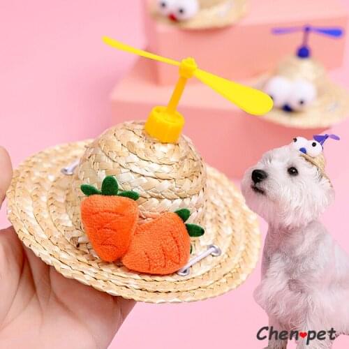 13 Designs Handmade Pet Cute Straw Caps Dog Hats for Cat and Small Medium Large Dog Puppy Accessories for Pet Birthday Toy