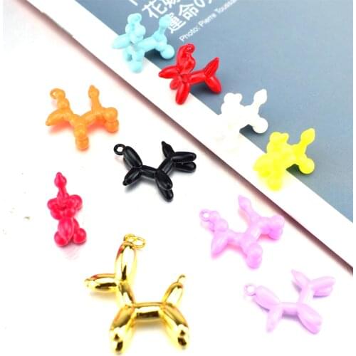 Balloon Dog Pendant Puppy Dog Amulet Painted Puppy Pendant, Suitable for Bracelet, Necklace, Jewelry Making Supplies