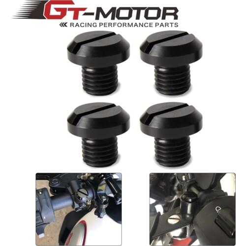 4 PCS Motorcycle M10*1.25 Mirror Hole Plug Screw Bolts Covers Caps For Yamaha FZ07 FZ09 FZ1 FZ8 MT07 MT09 MT25 MT03 Kawasaki