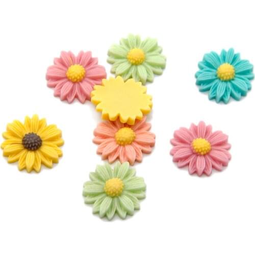 50pcs Kawaii Daisy Flower Resin Pendant Necklace Flora 3d Cabochon Charm Iphone Case Accessories Diy Decorations