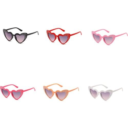 6 Colors Kids Girls Sunglasses Children Lightweight Heart Shape Sunglasses Red/ Black/ White/ Pink/ Orange/ Peach Pink