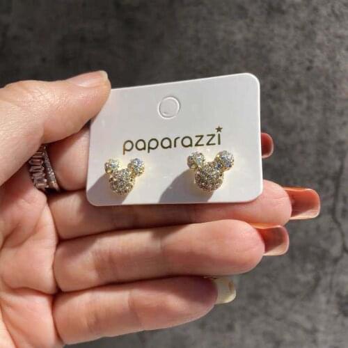 Disney Mickey doll accessories earrings ladies silver full diamond small mouse head earrings small and delicate wild earrings