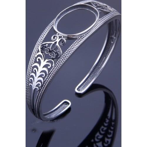 15*20mm 925 STERLING SILVER diy base Blanks cuff bracelet bangle Setting Jewelry Gift DIY A2849