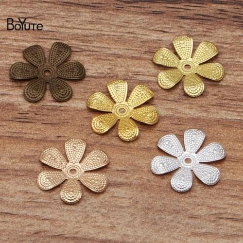 BoYuTe (200 Pieces/Lot) 16MM Metal Brass Flower Bead Caps Diy Hand Made Jewelry Making Materials Wholesale