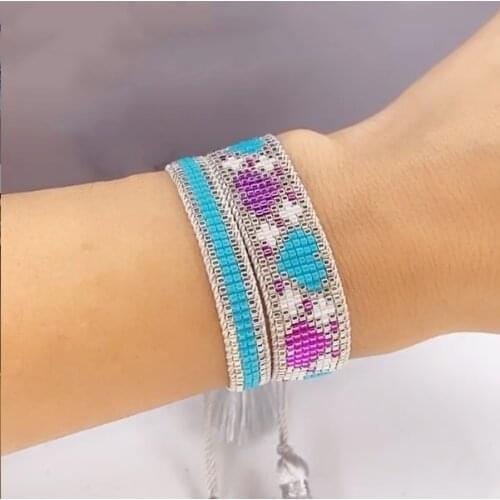 Pretty Bead New Hand-made Weaving Miyuki Bracelets Tassel Boho love heart Charm Jewelry Gift For Women Girls Valentines Day