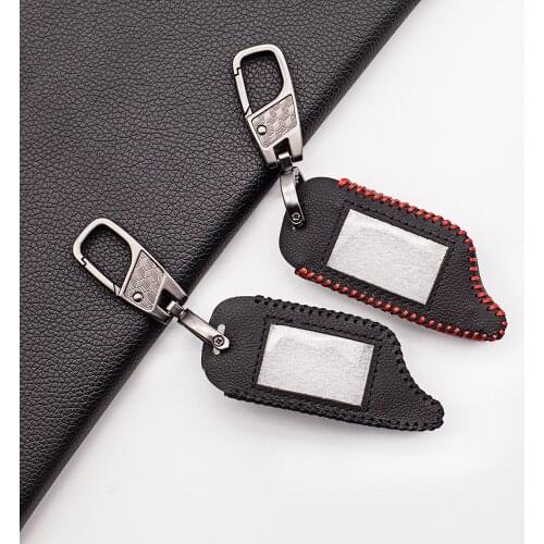 Carrying Soft Leather Key Case Keychain Fob Cover For Starline B9/B91/B6/A61/A91/V7 LCD Russian Alarm Two Way Version Remote