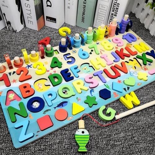 Kids Fishing Collocation Wooden Preschool Montessori Busy Board Educational Wooden Toys Children Math Toys Boy Girl Gifts