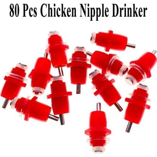 80PCS Fowl Farm Drinking Poultry Nipple Drinker Spring Automatic Plastic Farming Tools Equipment Waterer Watering Fountain