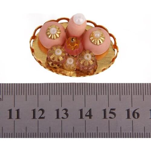 Dolls House Miniatures Home Item Dressing Room Perfume Bottles w. Tray Pink 1/12