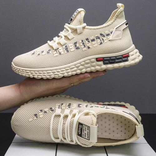 Flying woven running shoes comfortable and breathable mens sports casual shoes non-slip wear-resistant mens sports shoes