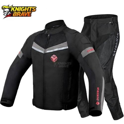 Men Motorcycle Jacket Summer Breathable Mesh Motocross Off-Road Jacket Protective Gear Reflective Motobike Clothing Black