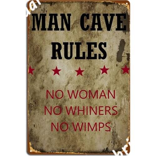Man Cave Rules Metal Plaque Poster Club Club Bar Wall Decor Vintage Tin Sign Poster