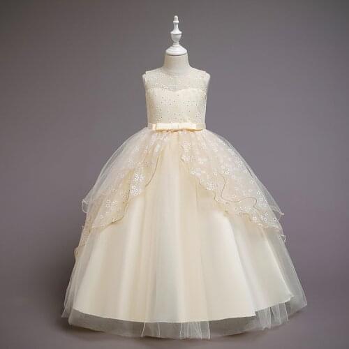 Baby Girls Birthday Party Evening Dress Ceremony Elegant Girls Costume Ball Gown Children Dress Flower Kids Long Dress For Girls