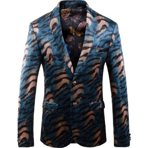 2021 New Leopard Blazer Men High Quality Slim Fit Suit Jacket Fashion Casual Man Chic Groom Singer Costume Formal Evening Dress