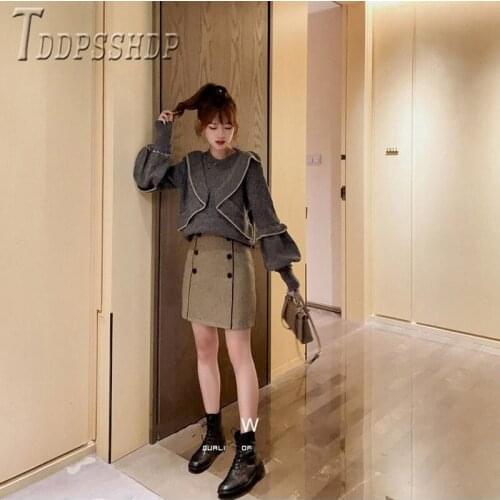 2020 Autumn Winter New Ruffles Women Sweater Loose Knitting Female Sweaters