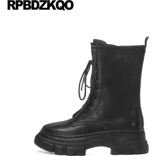 Elevator Ladies Muffin Brand Women Winter Boots Genuine Leather Shoes Long High Heel Wedge Black Flatform Ankle Knee Platform