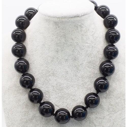 Wholesale 10/12/14/16/18/20mm black agate round necklace 18inch FPPJ nature beads for woman gift