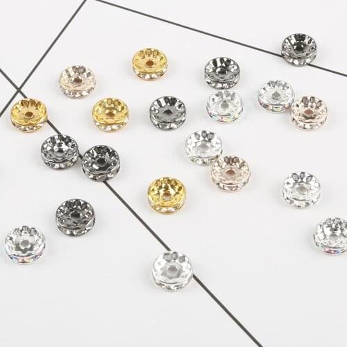 Wholesale 50pcs 6mm Round Rhinestone Beads Loose Bedas For Jewelry Making Findings Necklace Bracelet Earrings Findings