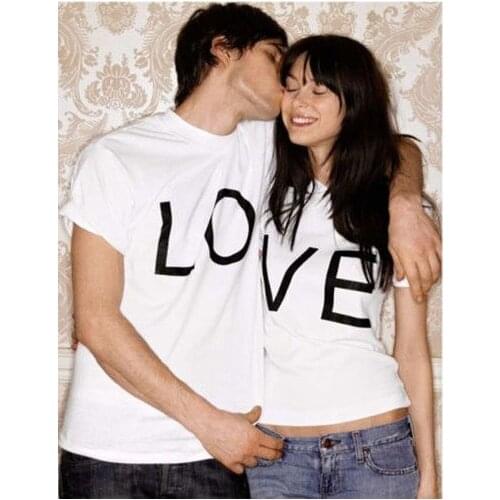 Unisex Valentine Gift Tops His and Her Clothing Outfits Love Graphic T-Shirt 2020 Letter Printed Lover Couples Honeymoon Tee