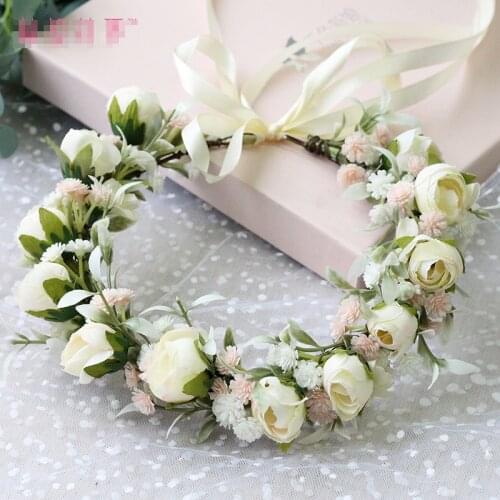 Bridal Flower Hair Band Garland Wedding Bridesmaid Sweet Rose headwear hair accessories