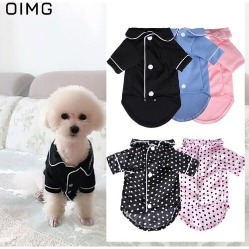 OIMG Luxury Dog Pajamas Button Solid Homewear Pet Sleepwear Winter Dog Clothes Puppy Cat Shirts For Dogs Pets T-shirts